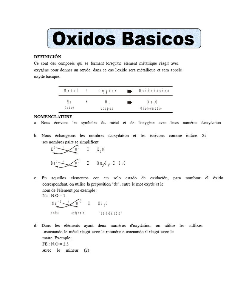 Définition de l'oxyde basique | PDF | Oxyde | Métaux