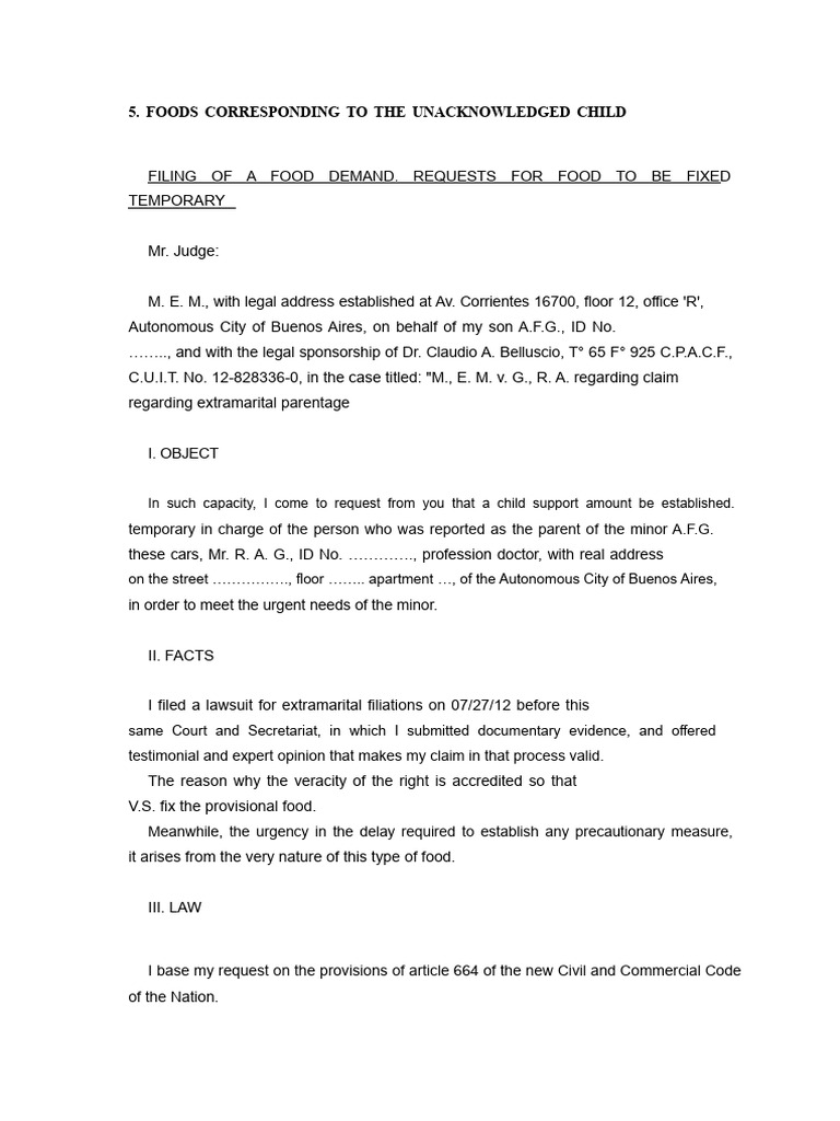 Temporary Child Support Request Filing | PDF | Child Support | Justice