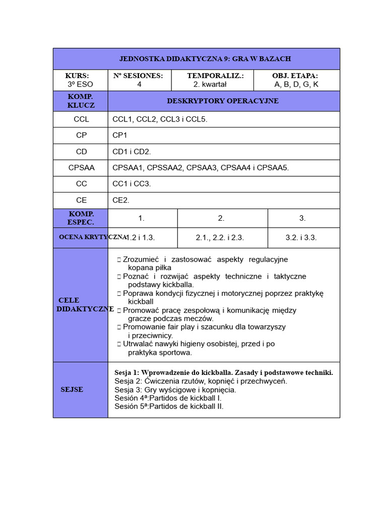Jednostka Dydaktyczna 9 - Gra W Bazy | PDF