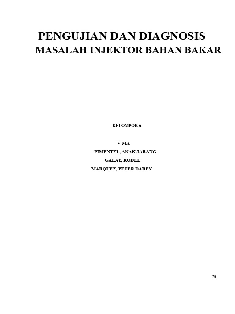Diagnosa dan Pengujian Injektor Bahan Bakar | PDF