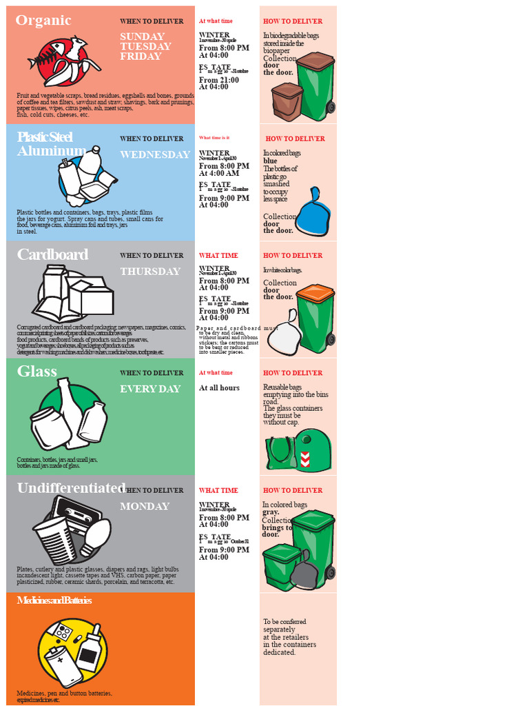 Salerno Waste Collection Schedule Guide | PDF | Waste | Materials