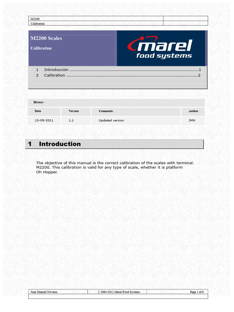 M2200 Scale Calibration Guide | PDF | Calibration | Weight