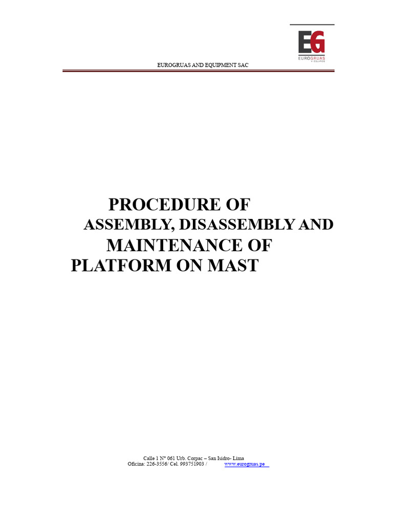 Assembly and Disassembly Procedure and Platform | PDF | Crane (Machine ...