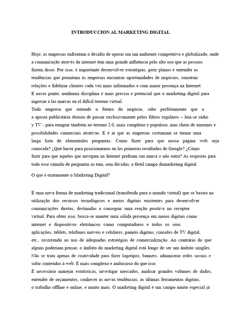 Introdução ao Marketing Digital Eficaz | PDF | Marketing | Internet