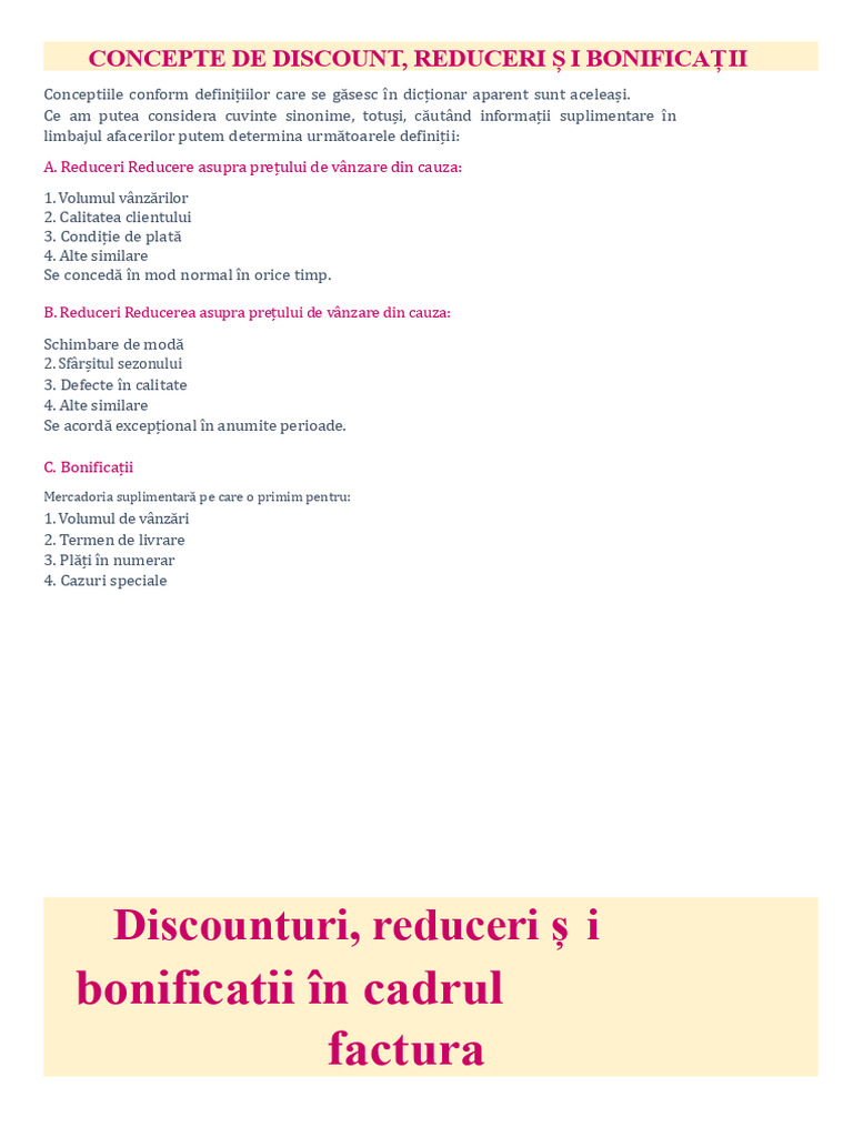 Conceptul de Reduceri | PDF