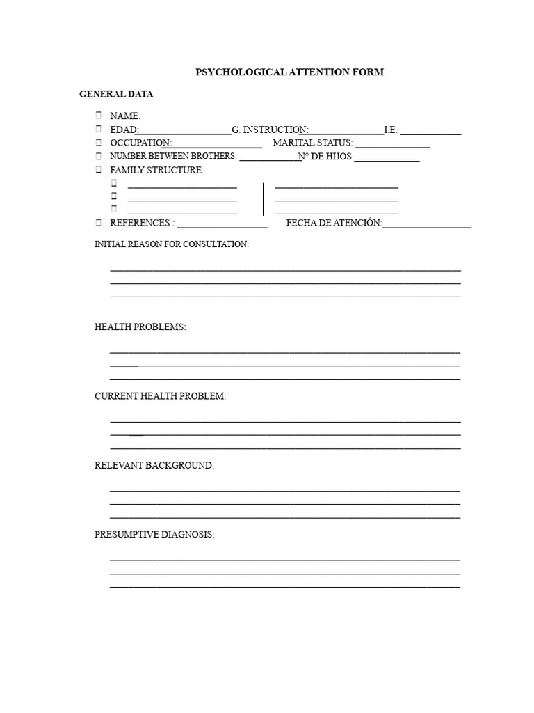 Psychological Care Form | PDF | Human Diseases And Disorders | Clinical ...