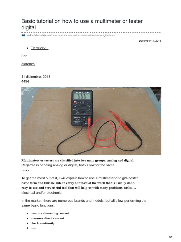 How to Use a Multimeter: Basic Guide | PDF | Direct Current ...