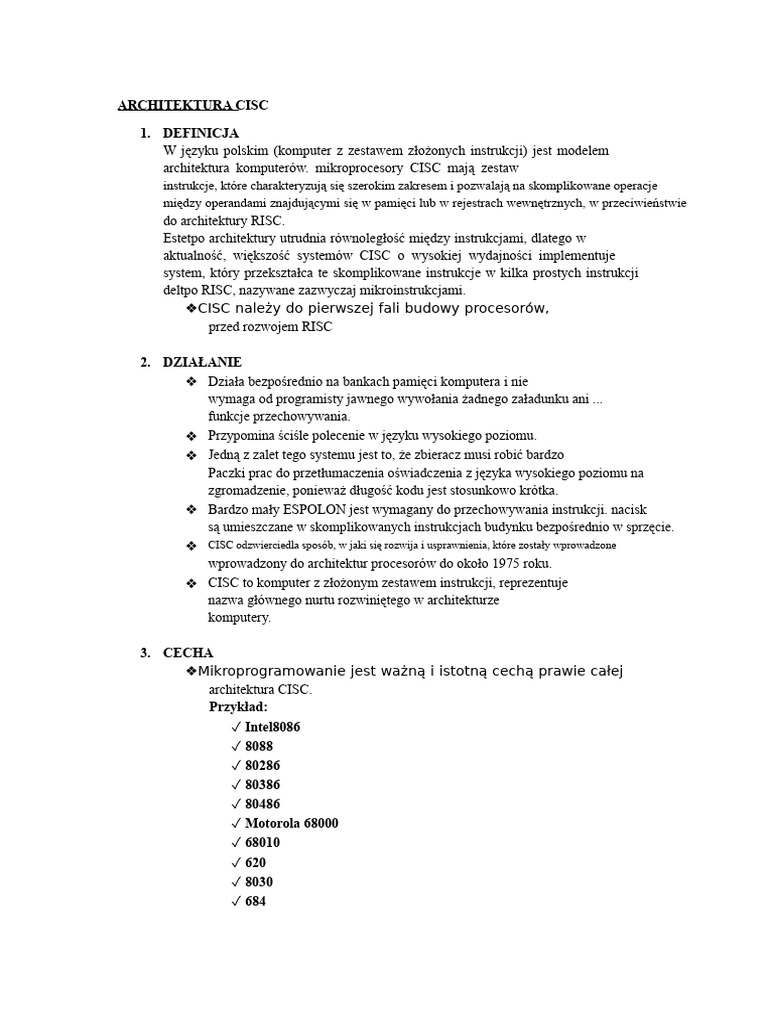 Architektura Cisc | PDF