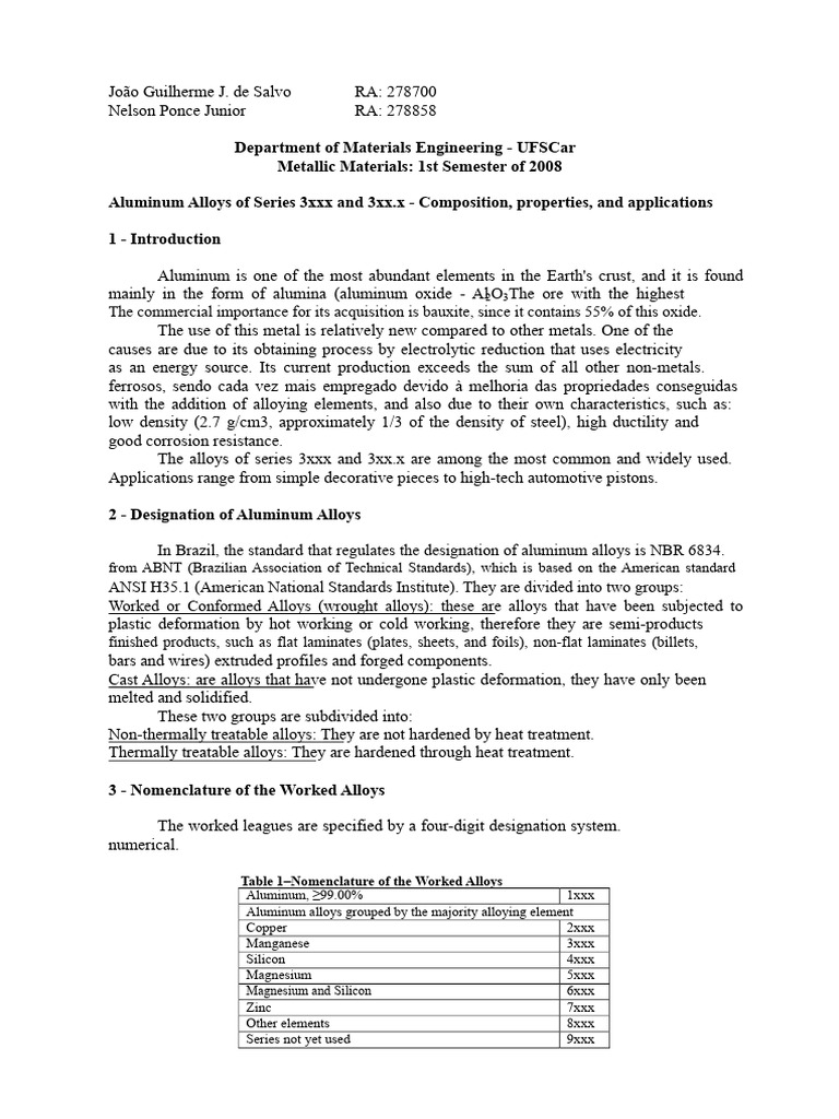 Aluminum Alloys 3xxx and 3xx.x Overview | PDF | Alloy | Aluminium