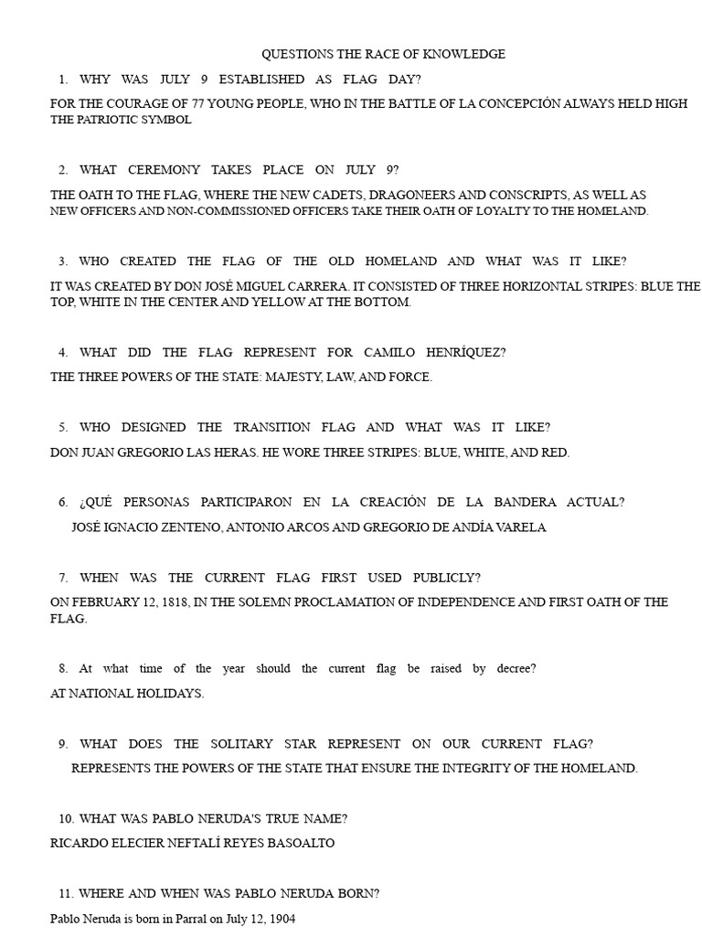 Questions The Race of Knowledge | PDF