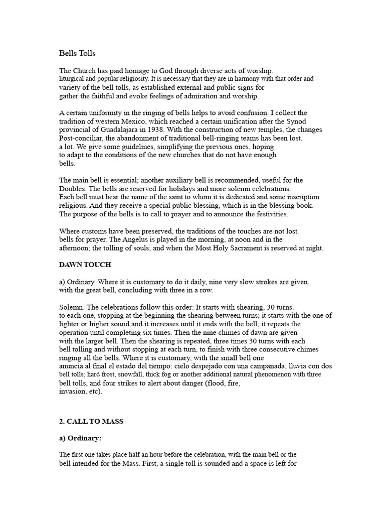 Guidelines for Church Bell Ringing | PDF | Mass (Liturgy) | Christian ...