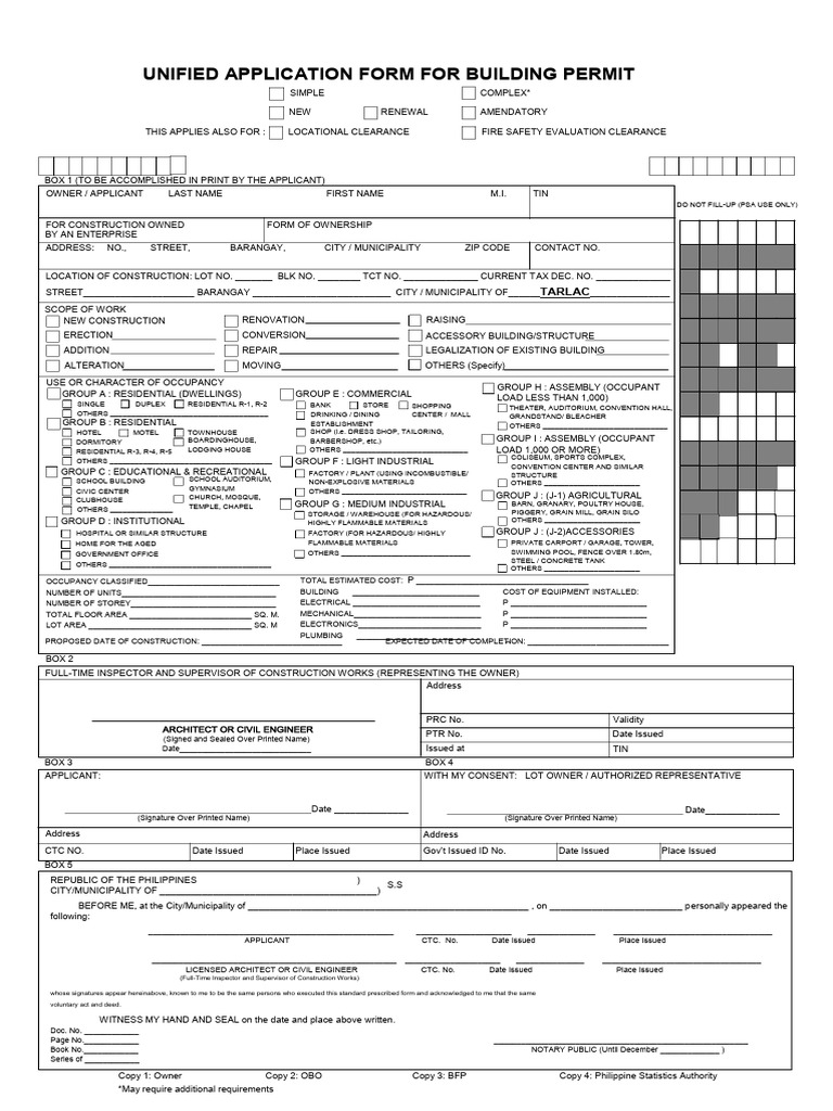 Tarlac City Building Permit Application | PDF | Building