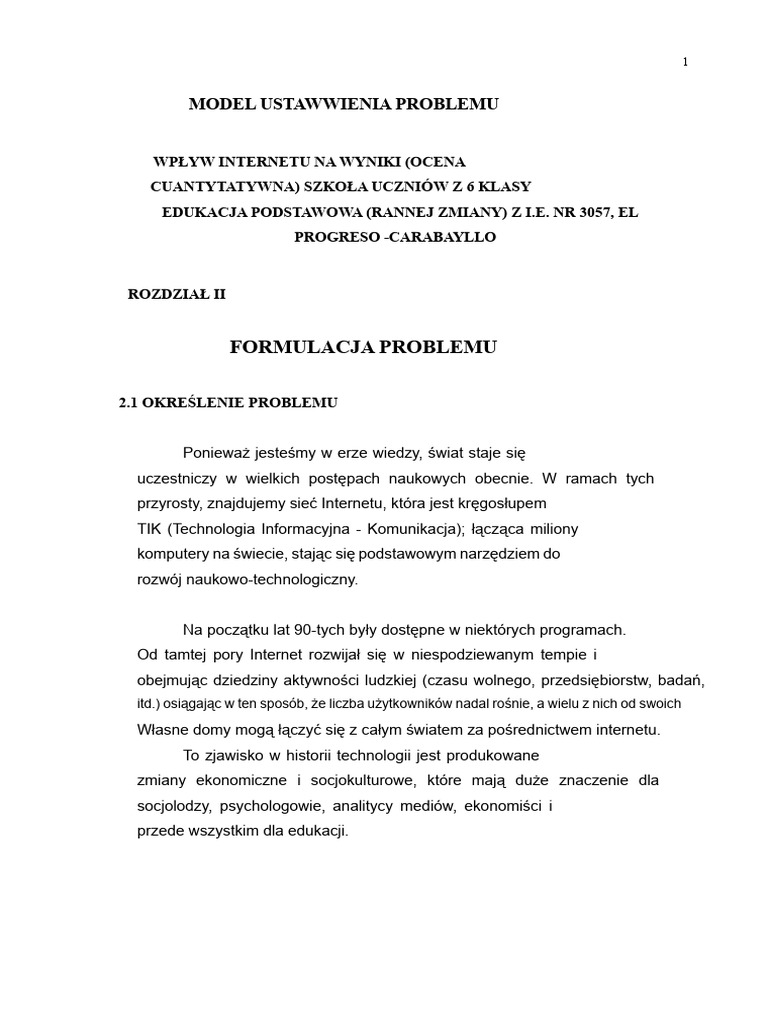 Model Problem Statement | PDF