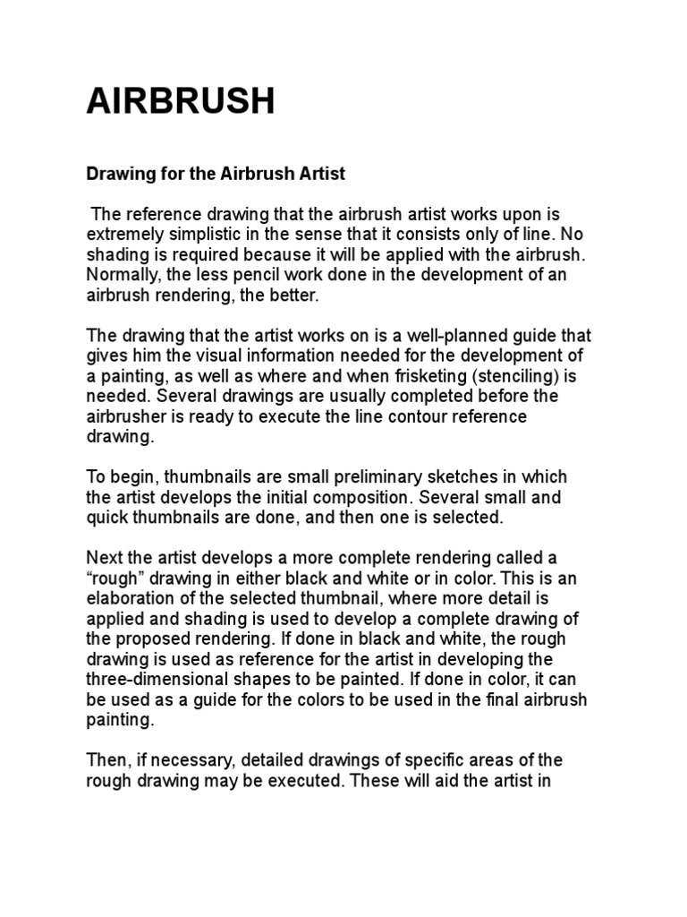 Airbrush Drawing Techniques Explained | PDF | Teaching Methods ...