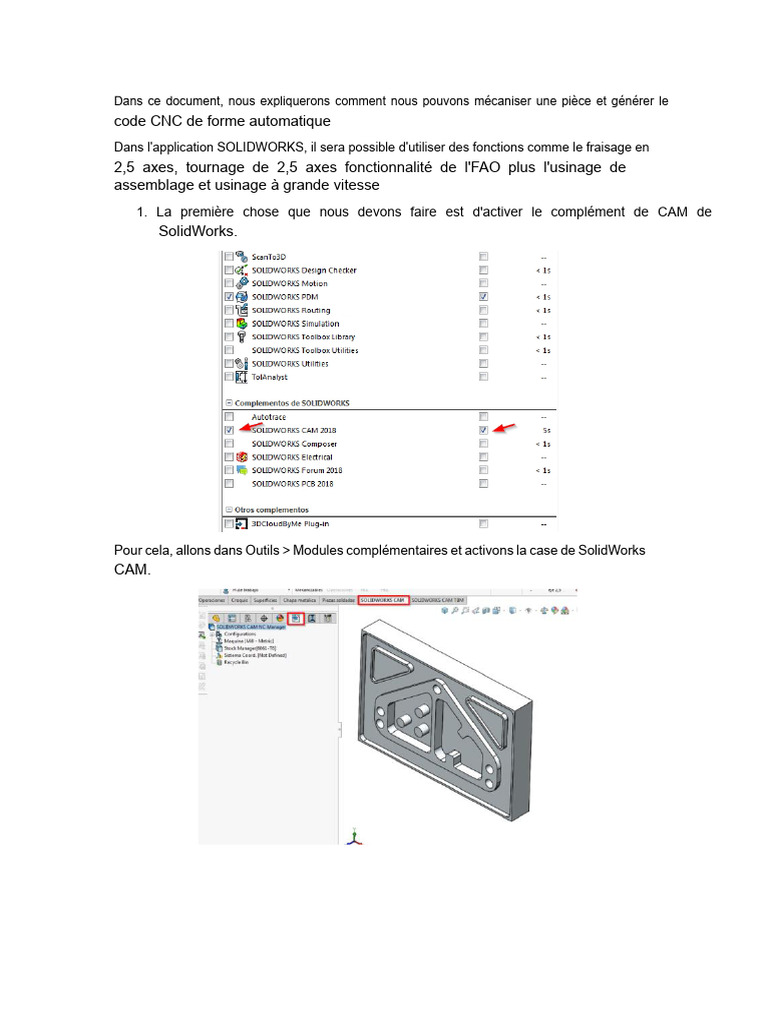 Mécanisation et génération de code CNC avec SolidWorks | PDF | Usinage ...