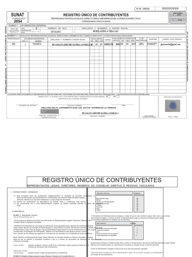 Registro de Representantes Legais e Domicílio | PDF