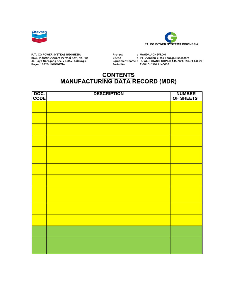 Power Transformer Project MDR Overview | PDF