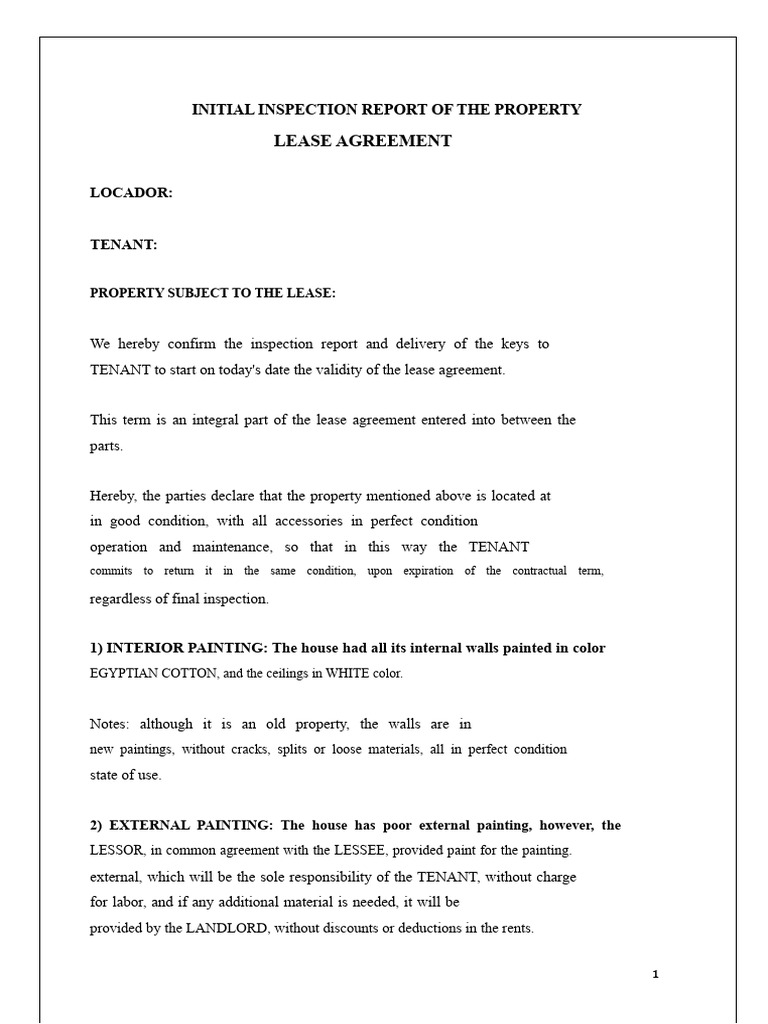 Property Lease Inspection Report | PDF | Lease | Landlord