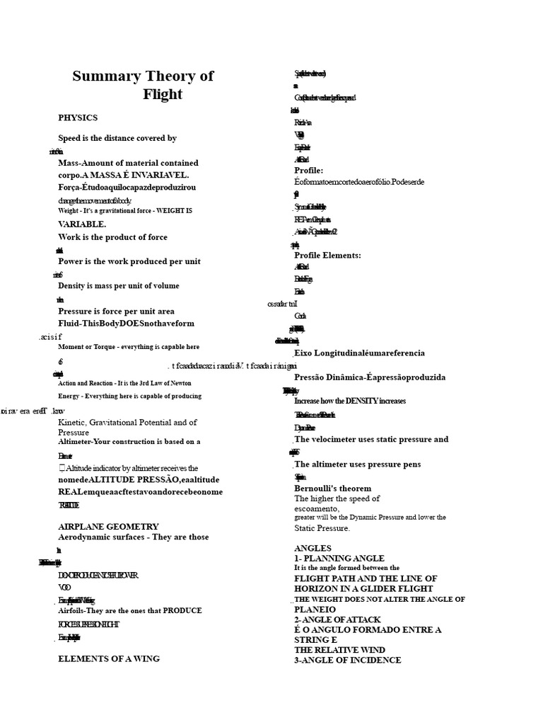 Summary of Flight Theory PP | PDF | Force | Lift (Force)