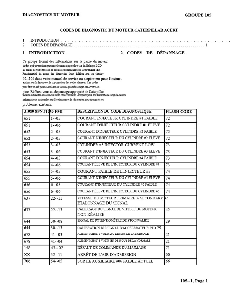 Codes de diagnostic moteur Caterpillar | PDF | Machine | Ingénierie ...