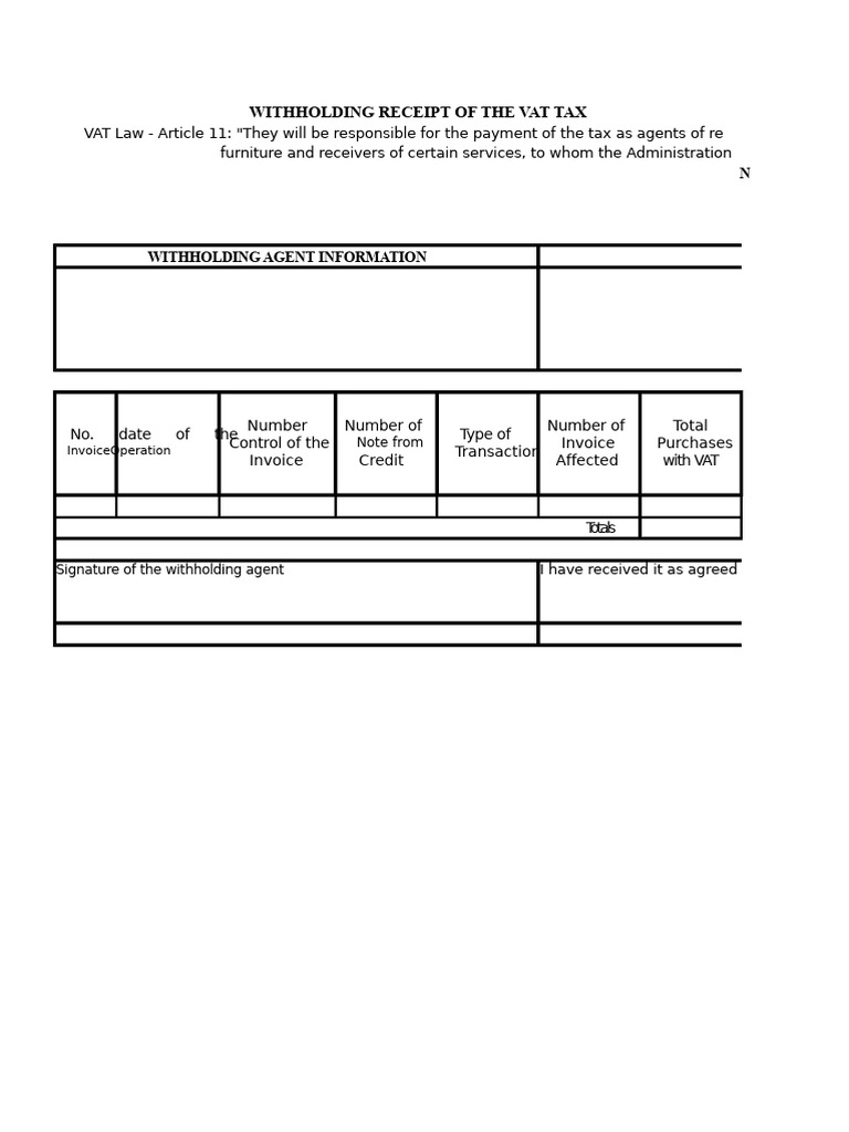 VAT Retention Format 2 | PDF