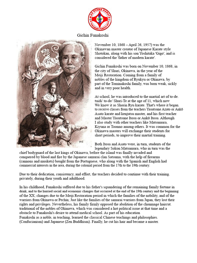 Gichin Funakoshi: Father of Shotokan Karate | PDF | Karate | Shotokan