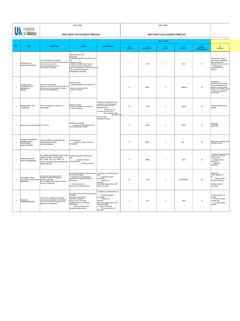 Risk Matrix for Document Management | PDF | Risk | Information