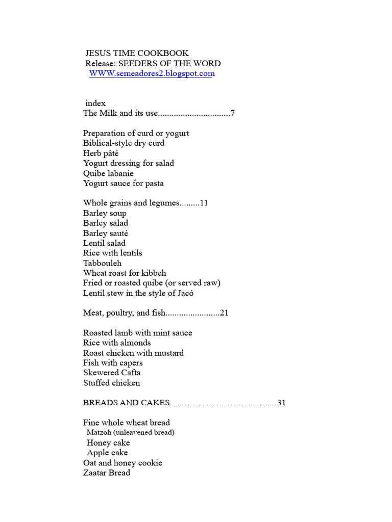 Biblical Recipes and Ingredients Guide | PDF | Teaspoon | Yogurt