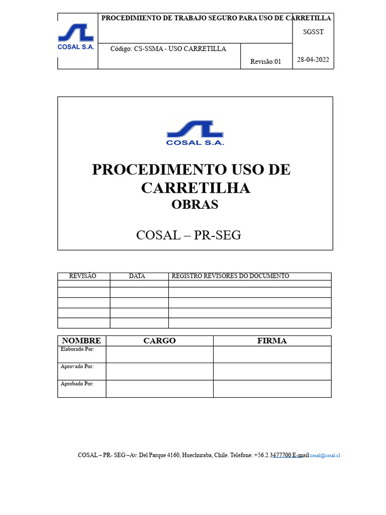 PTS Uso de Carretilha Cosal | PDF | Bomba | Eixo