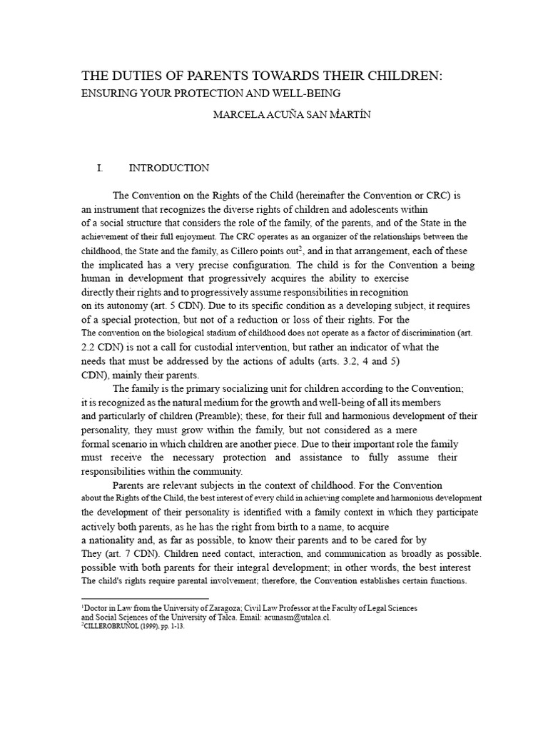 The Duties of Parents Towards Their Children. Acuña | PDF | Children's ...