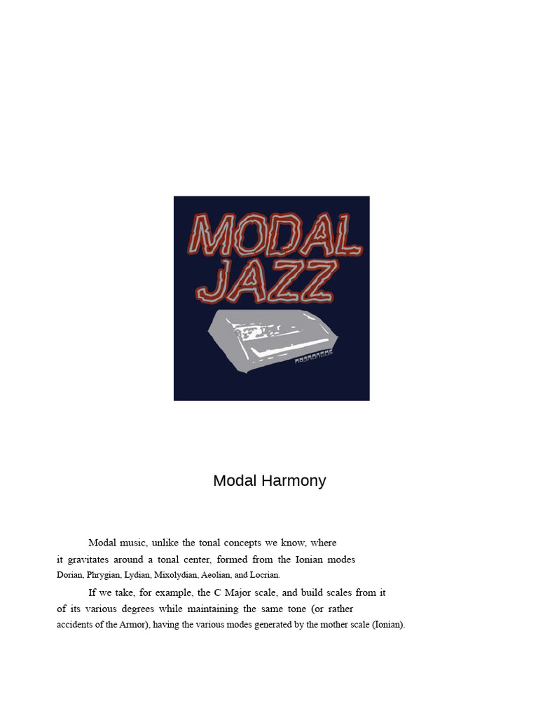 Modal Harmony. (Modal Jazz) | PDF | Mode (Music) | Minor Scale