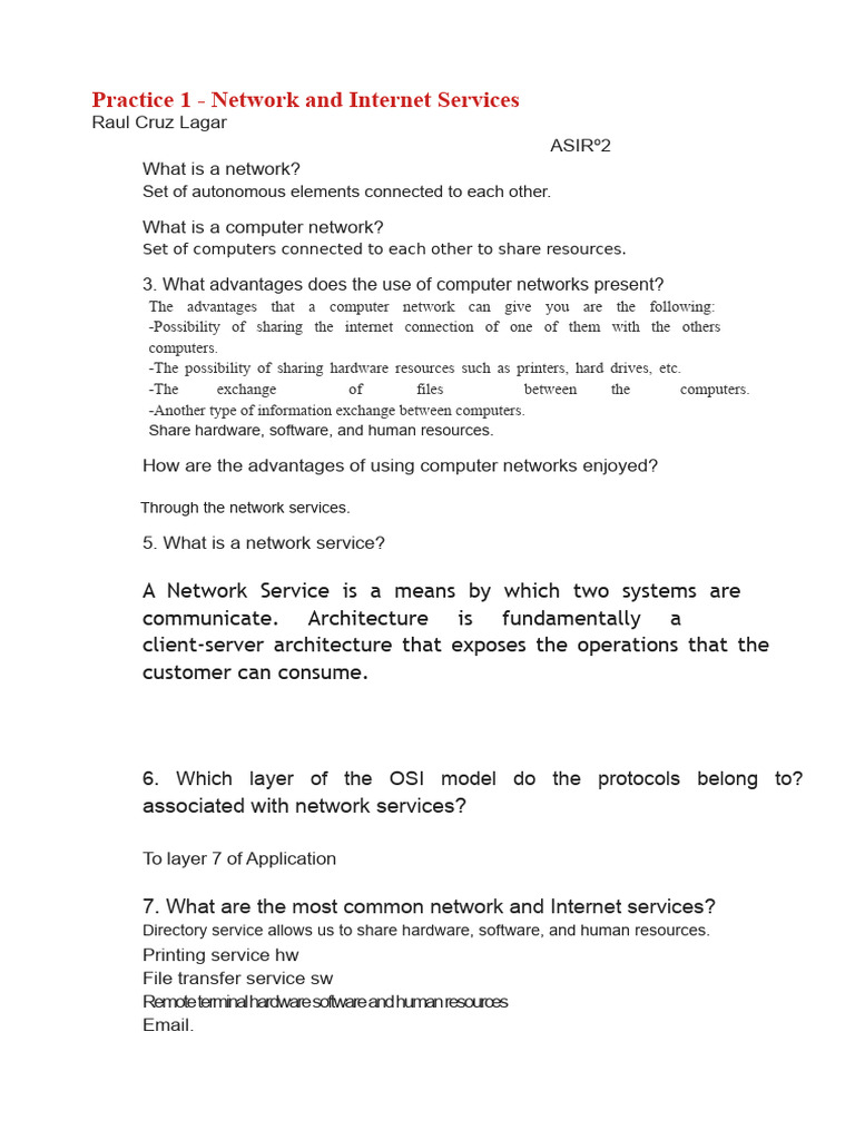 Understanding Network and Internet Services | PDF | Client–Server Model ...