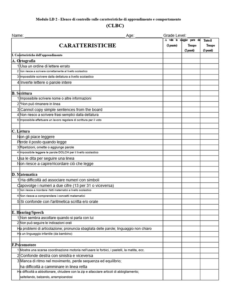 Modulo LD 2 Checklist Di Valutazione | PDF