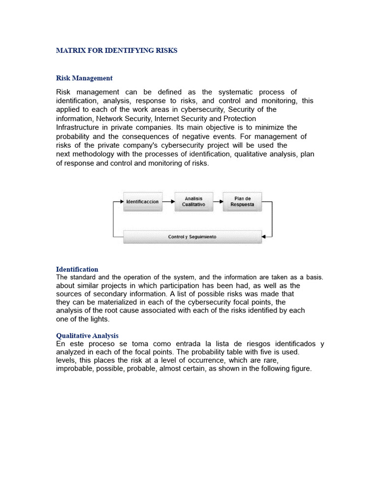 Identifying Cybersecurity Risks Matrix | PDF | Risk | Risk Management