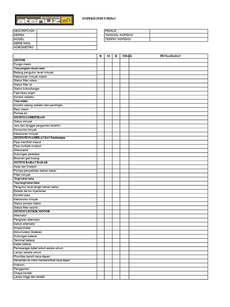Inspeksi Menyeluruh Mesin dan Sistem | PDF