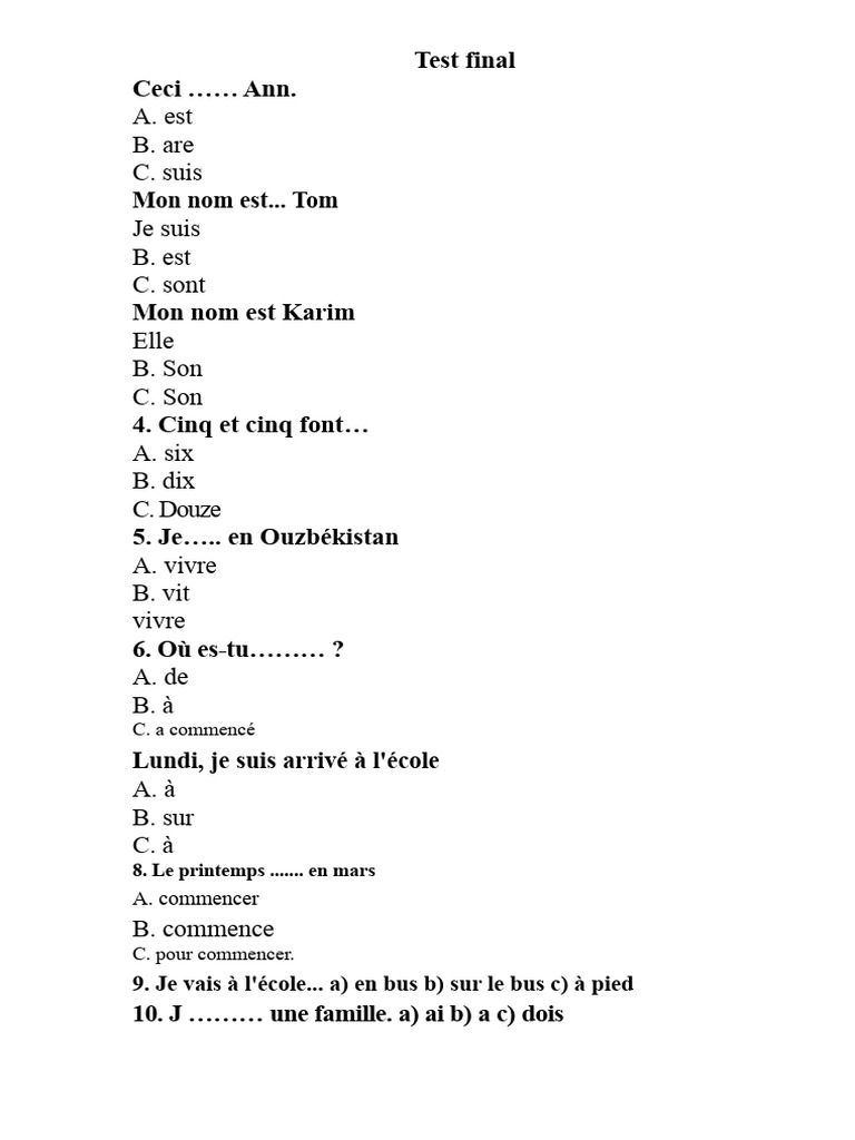 5 Sinf Test de Langue Anglaise | PDF | Ouverture (échecs) | Théorie ...