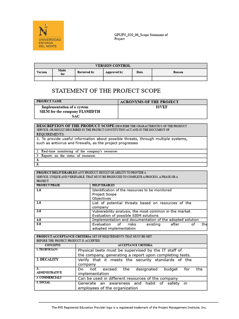 SIEM System Implementation Scope Statement | PDF | Project Management