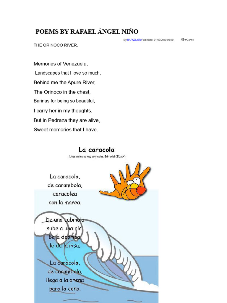 Rafael Ángel Niño's Venezuelan Poems | PDF | Venezuela
