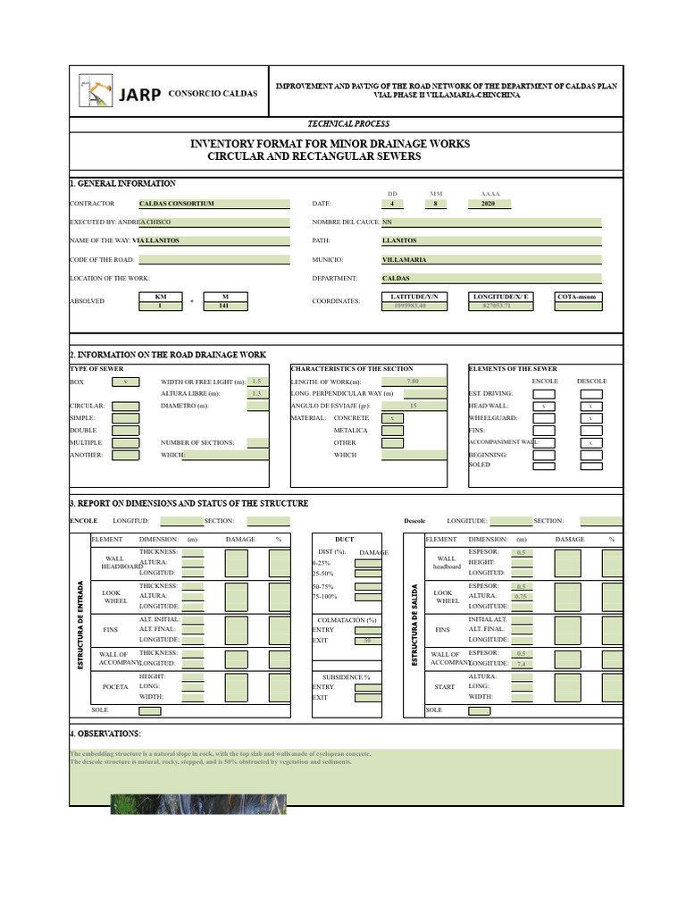 Format For Inspection of Existing Hydraulic Works | PDF | Civil Engineering