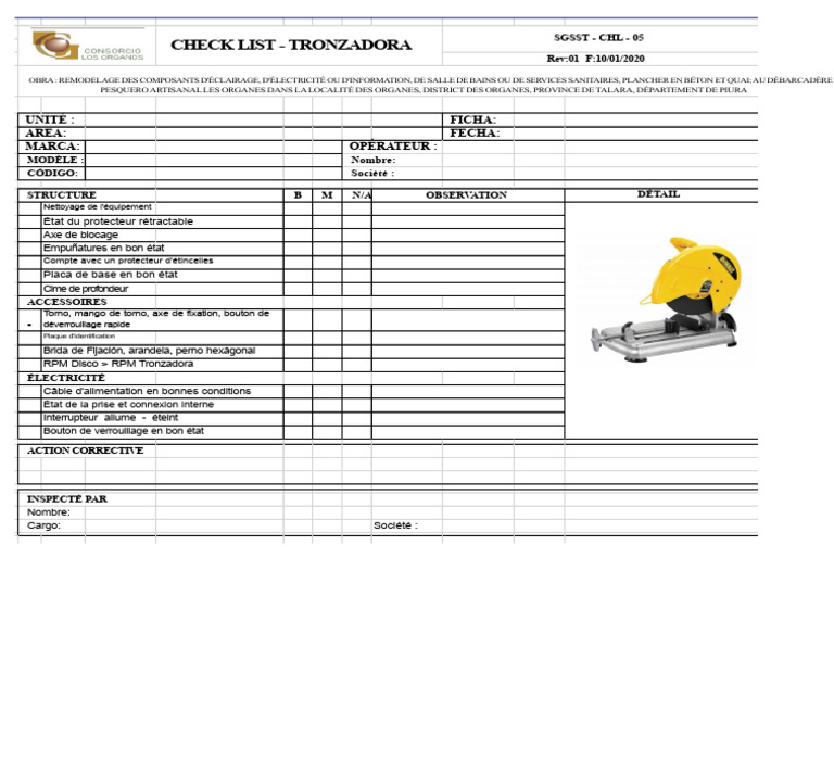 Checklist Tronzadora pour Remodelage Électrique | PDF