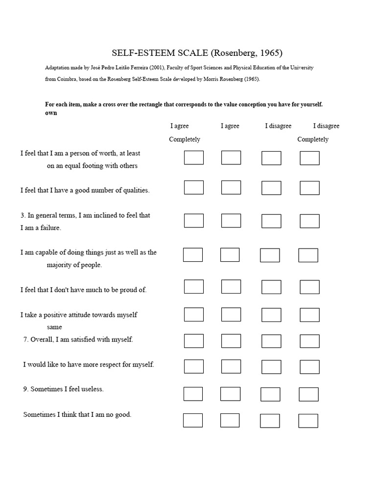 Self Esteem Scale Rosenberg 1965 Pdf