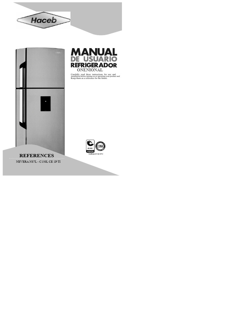 Refrigerator User Manual and Installation Guide | PDF | Refrigerator