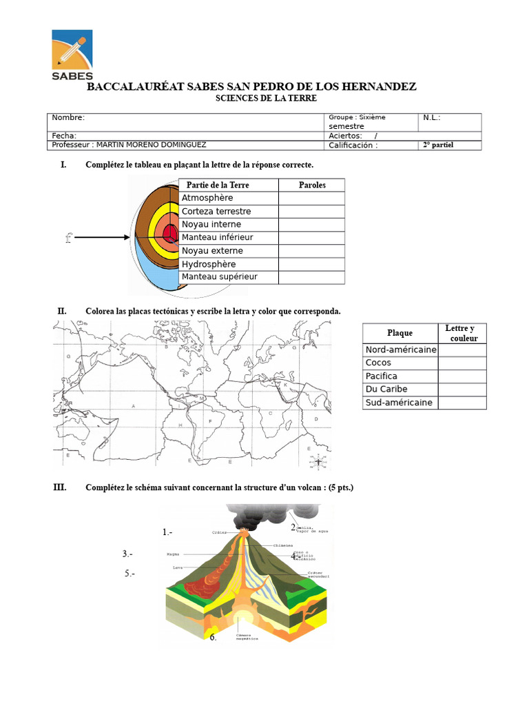 Examen de Sciences de la Terre - Baccalauréat | PDF | Terre ...