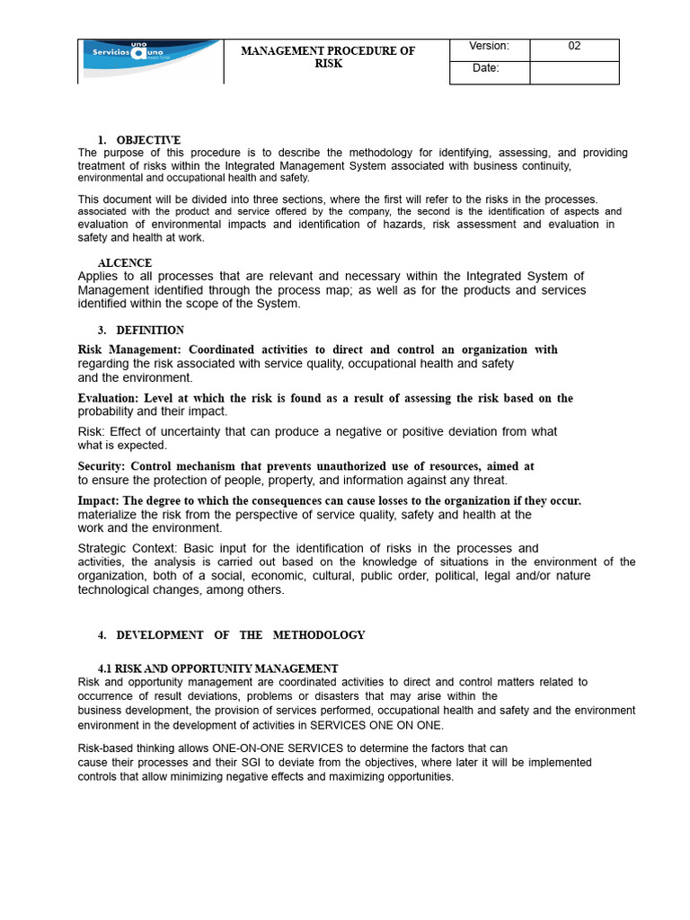 Risk Management Procedure Overview | PDF | Risk | Risk Management