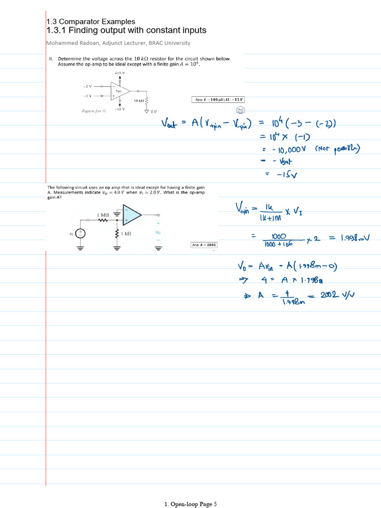 Comparator Circuit Design Examples | PDF