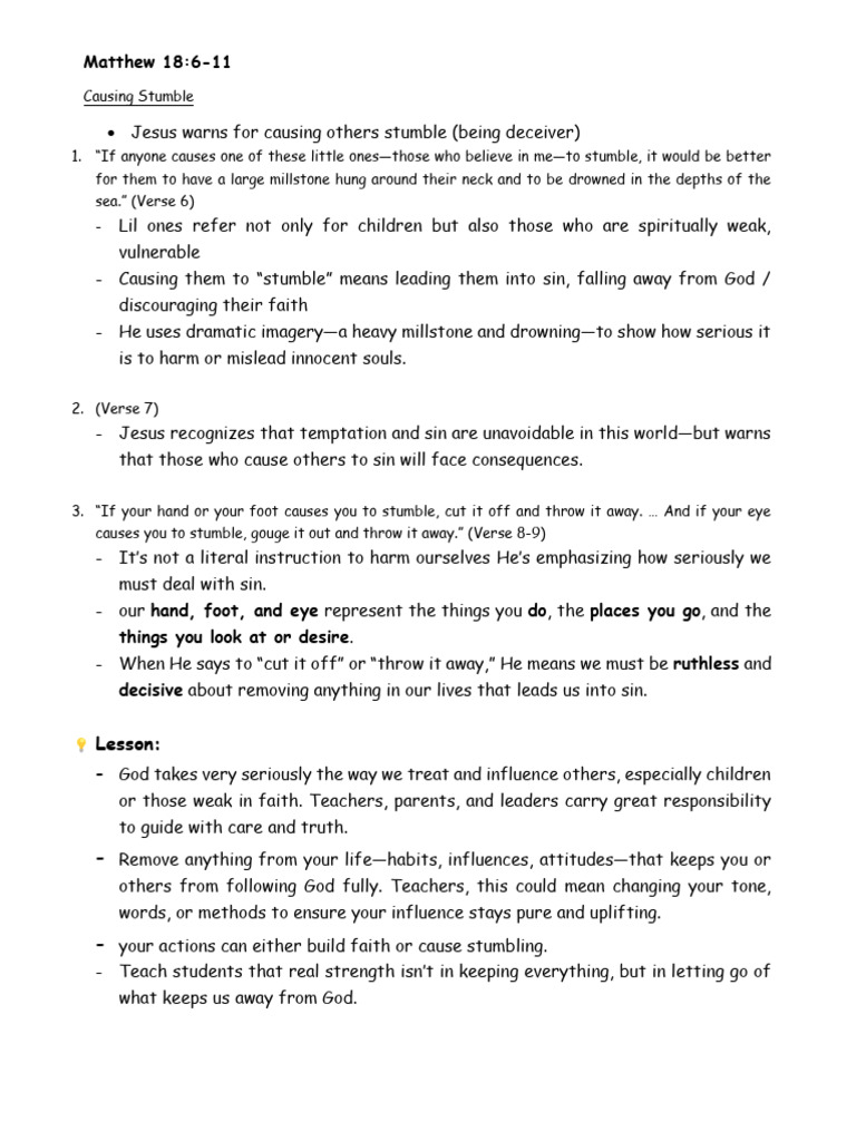 Jesus' Warning Against Causing Stumbles | PDF