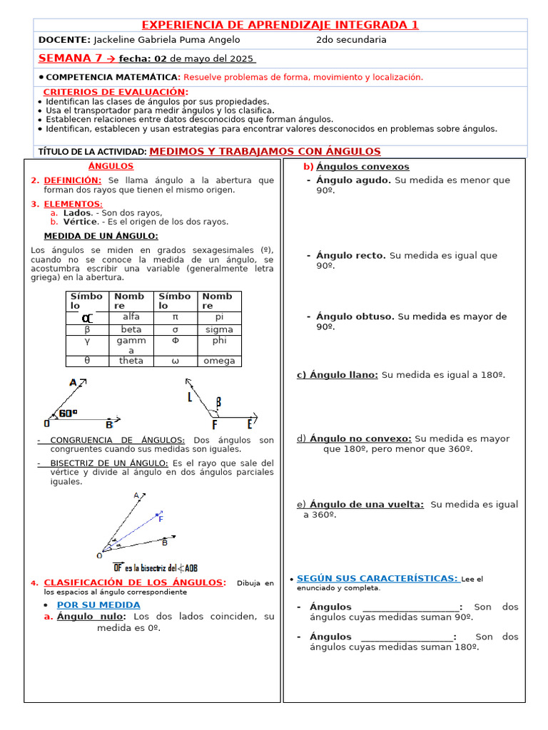 Actividad de Aprendizaje 3 - Introducción a Ángulos | PDF | Ángulo