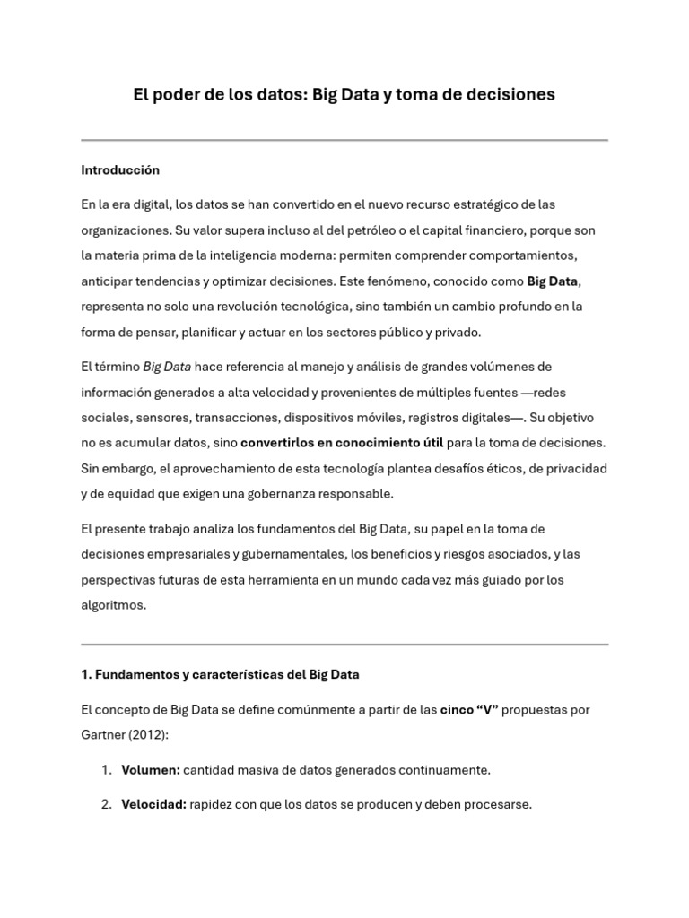 El Poder de Los Datos. Big Data La Toma de Decisiones | PDF | Big Data ...