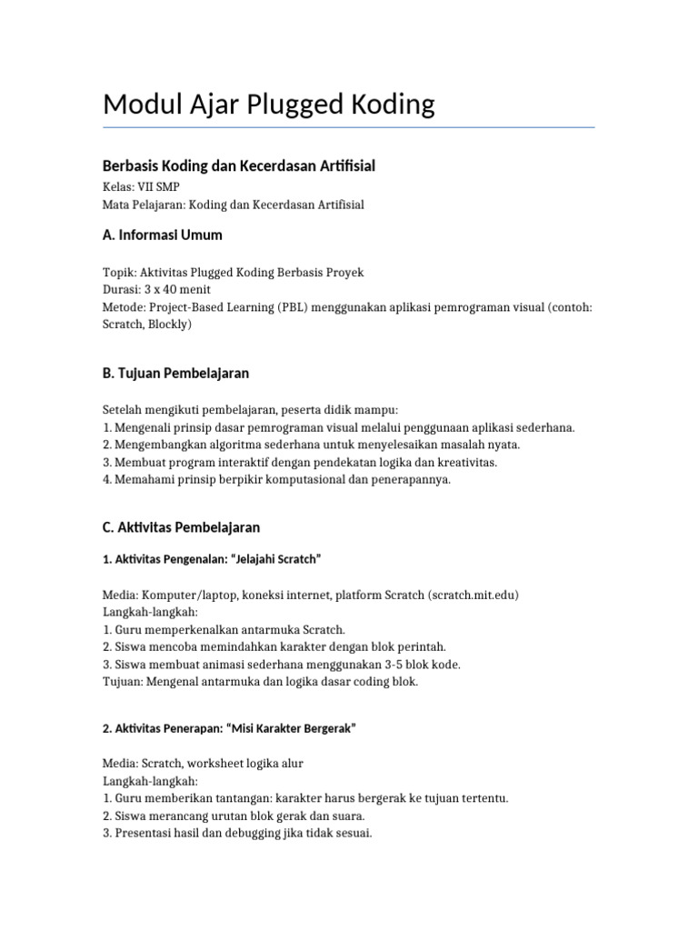 Pembelajaran Koding untuk SMP VII | PDF