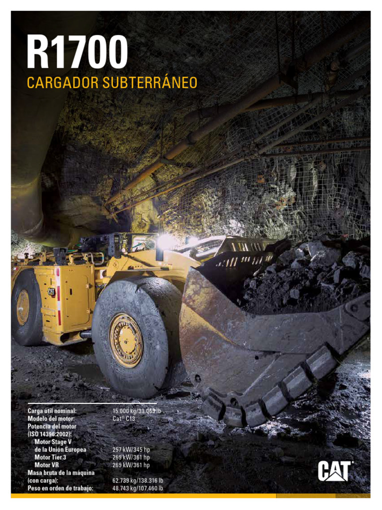 Cargador Subterráneo Cat R1700: Potencia y Eficiencia | PDF | Motores